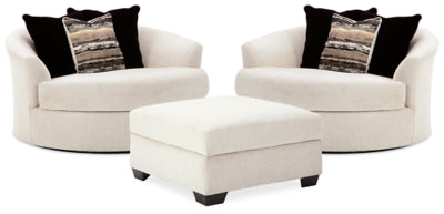 Cambri 2 Oversized Swivel Chairs and Ottoman