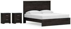 King Panel Bed with Dresser and 2 Nightstands