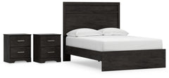 Full Panel Bed with 2 Nightstands