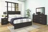 Queen Panel Bed with Mirrored Dresser and Nightstand