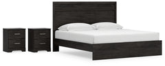 King Panel Bed with 2 Nightstands