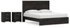 King Panel Bed with 2 Nightstands