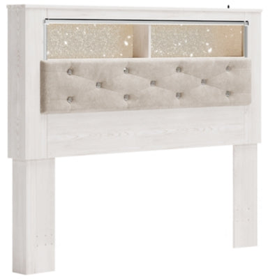 Altyra Queen Upholstered Panel Bookcase Headboard