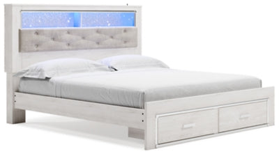 Altyra King Upholstered Bookcase Bed with Storage