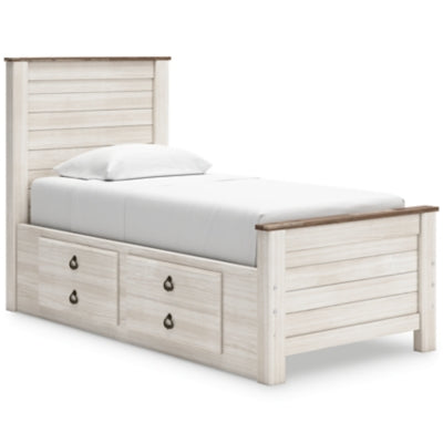 Willowton Twin Panel Bed with 2 Storage Drawers