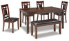 Bennox Dining Table and Chairs with Bench (Set of 6)