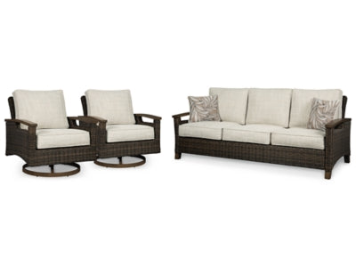 Outdoor Sofa with 2 Lounge Chairs