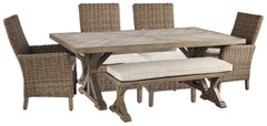 Beachcroft Outdoor Dining Table with 4 Chairs and Bench